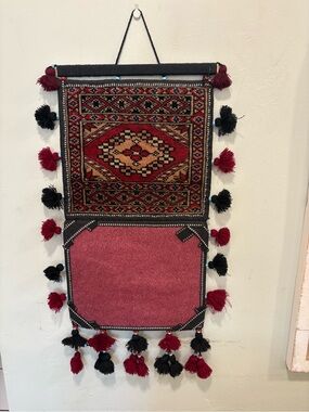 Vtg Hand Knotted  Persian Rug,  Oriental Tribal mirror Rug wall decor